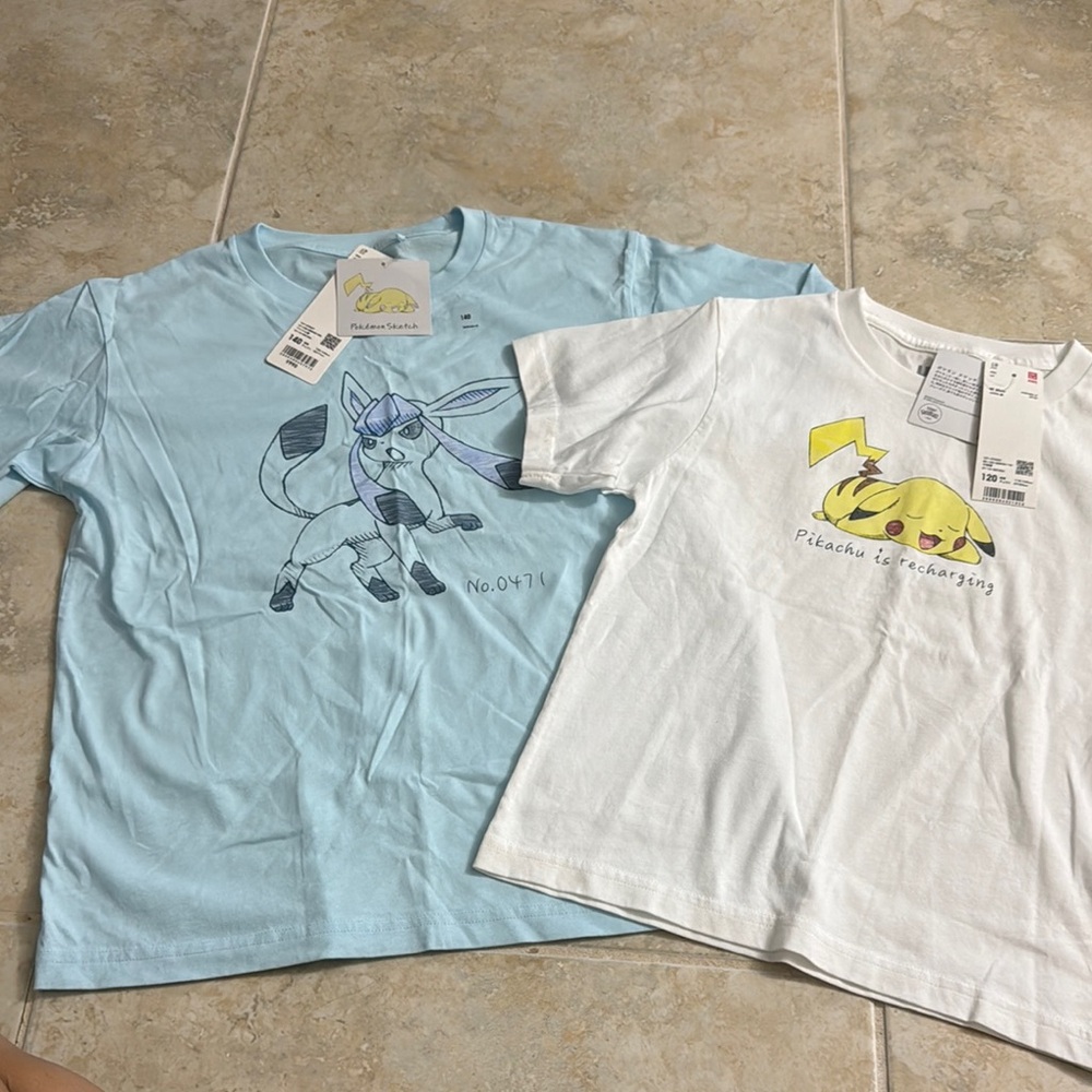 Kids Pikachu & Ice Pokémon Graphic Tee Set - White & Light Blue